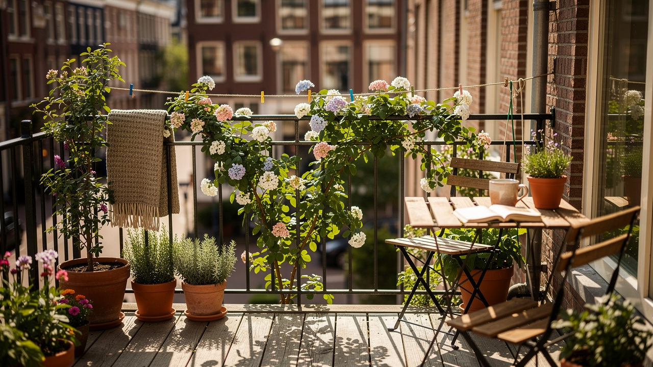 Waslijn als rankgeleider: zo wordt je balkon een bloeiende muur